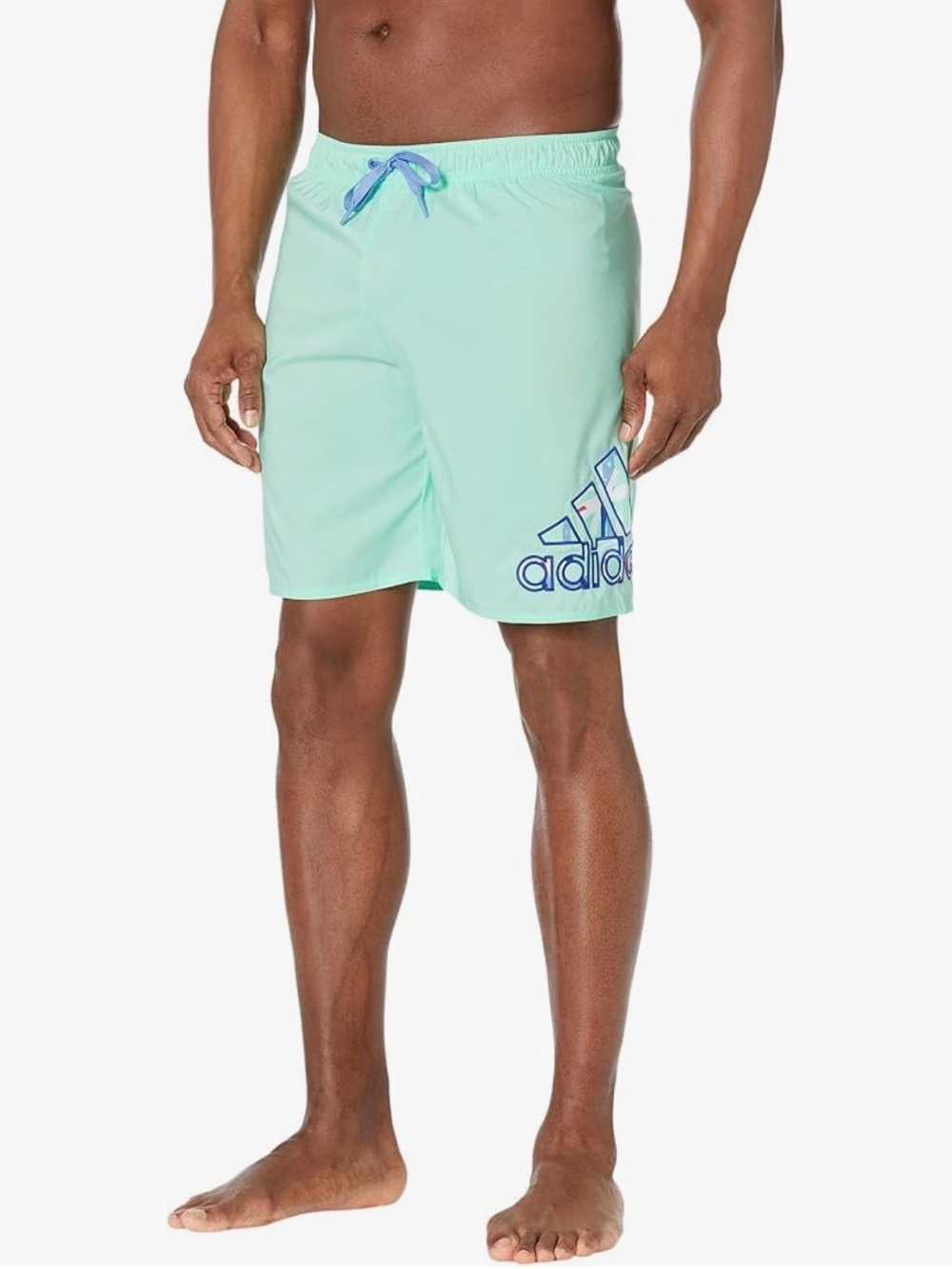 adidas Mint Green Swim Shorts Logo Drawstring lined mesh size M